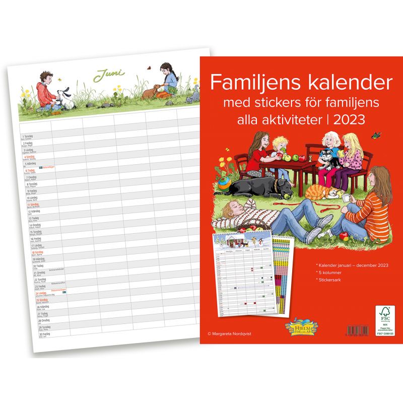 Familjens kalender med stickers 2023